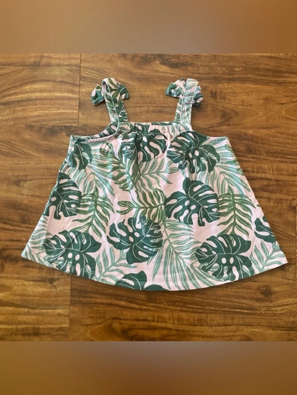 Children's Place Girls Pink Green Leaf Print Tank Top + Shorts Size 4T Girly